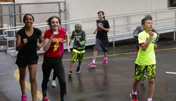 Students Walking Laps