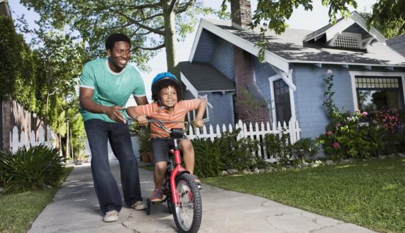 Family riding a bike
