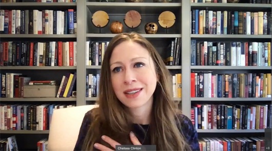 Chelsea Clinton speaking in video call